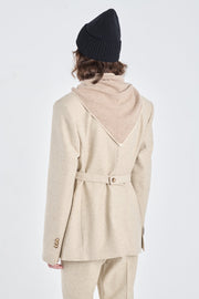 Sand wool tweed jacket with belt