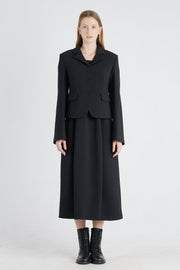 Black wool jacket with bell shaped sleeves