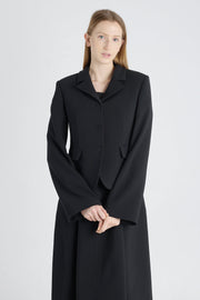 Black wool jacket with bell shaped sleeves