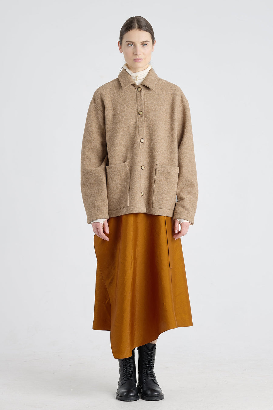 Beige brown wool chore jacket