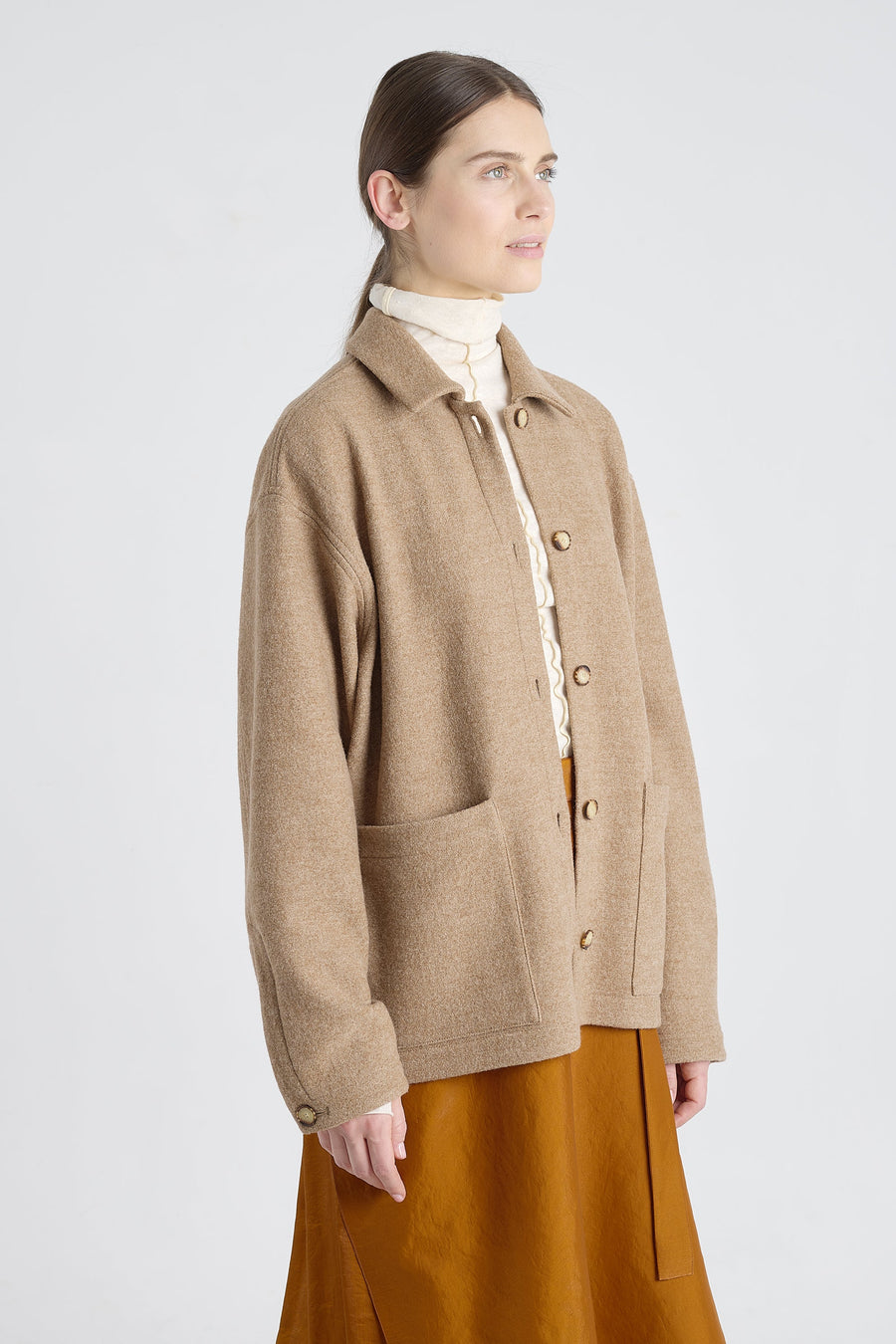 Beige brown wool chore jacket