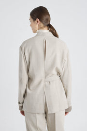 Grey beige wool wrap jacket with back slit
