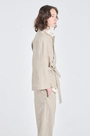 Grey beige merino flannel jacket