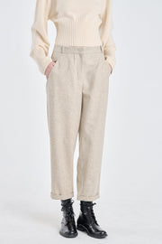 Grey beige flannel wool pants