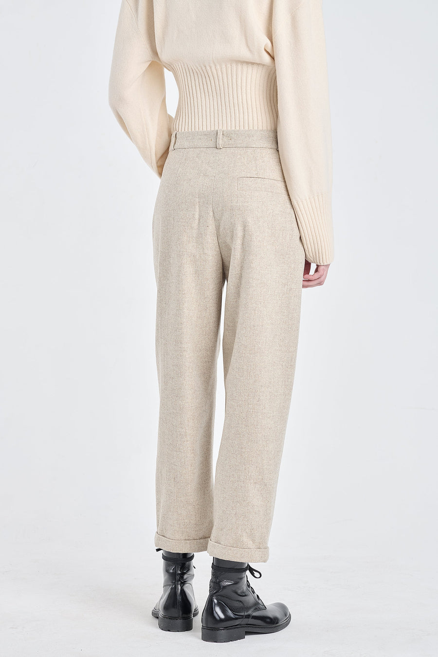 Grey beige flannel wool pants