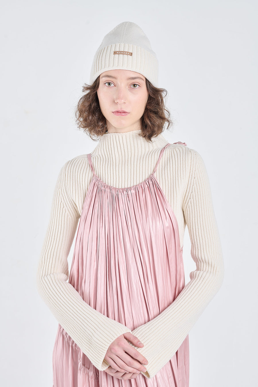 Light ivory extra fine merino beanie