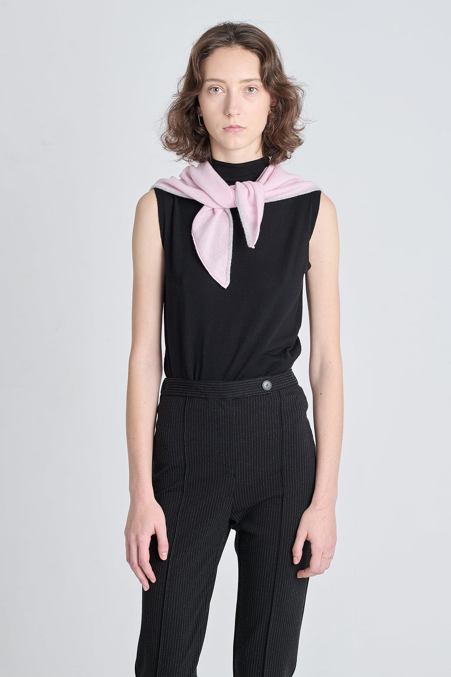 Pink&grey cashmere triangle scarf