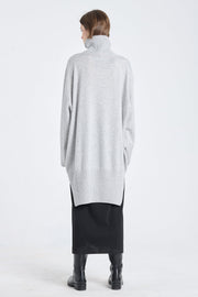 Grey dawn cashmere turtleneck dress