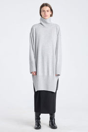 Grey dawn cashmere turtleneck dress