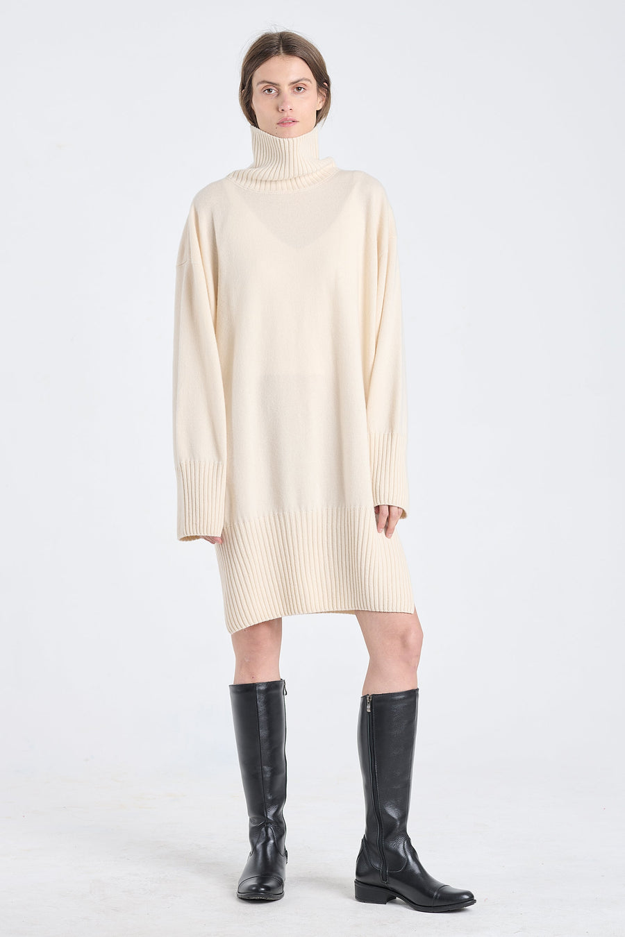 Pearl cashmere turtleneck dress