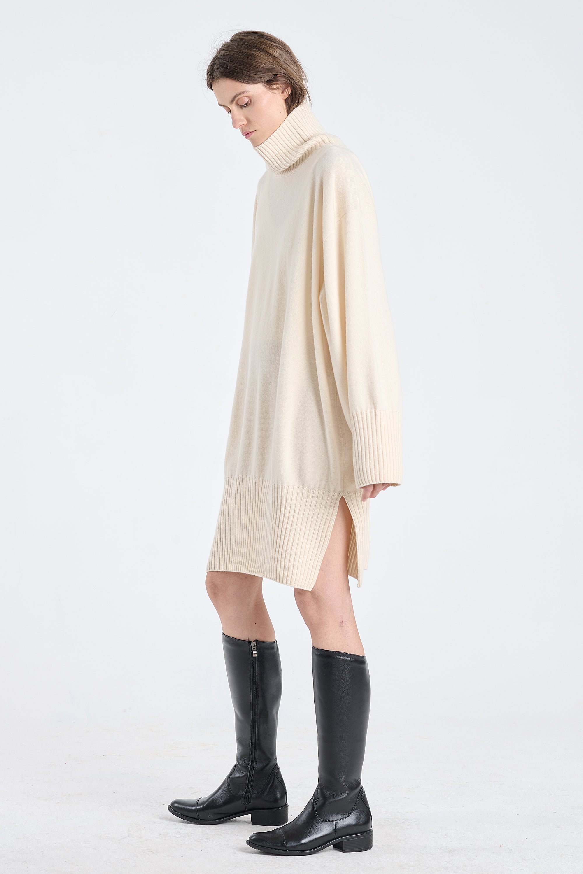 Pearl cashmere turtleneck dress