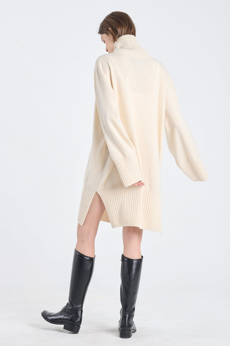 Pearl cashmere turtleneck dress