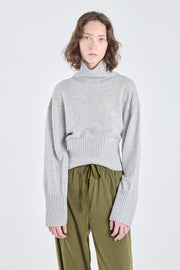 Grey dawn cashmere cropped turtleneck