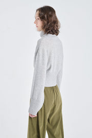 Grey dawn cashmere cropped turtleneck