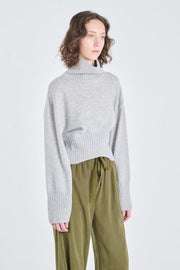 Grey dawn cashmere cropped turtleneck