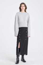 Grey dawn cashmere cropped crewneck