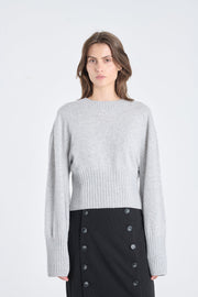 Grey dawn cashmere cropped crewneck