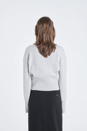 Grey dawn cashmere cropped crewneck