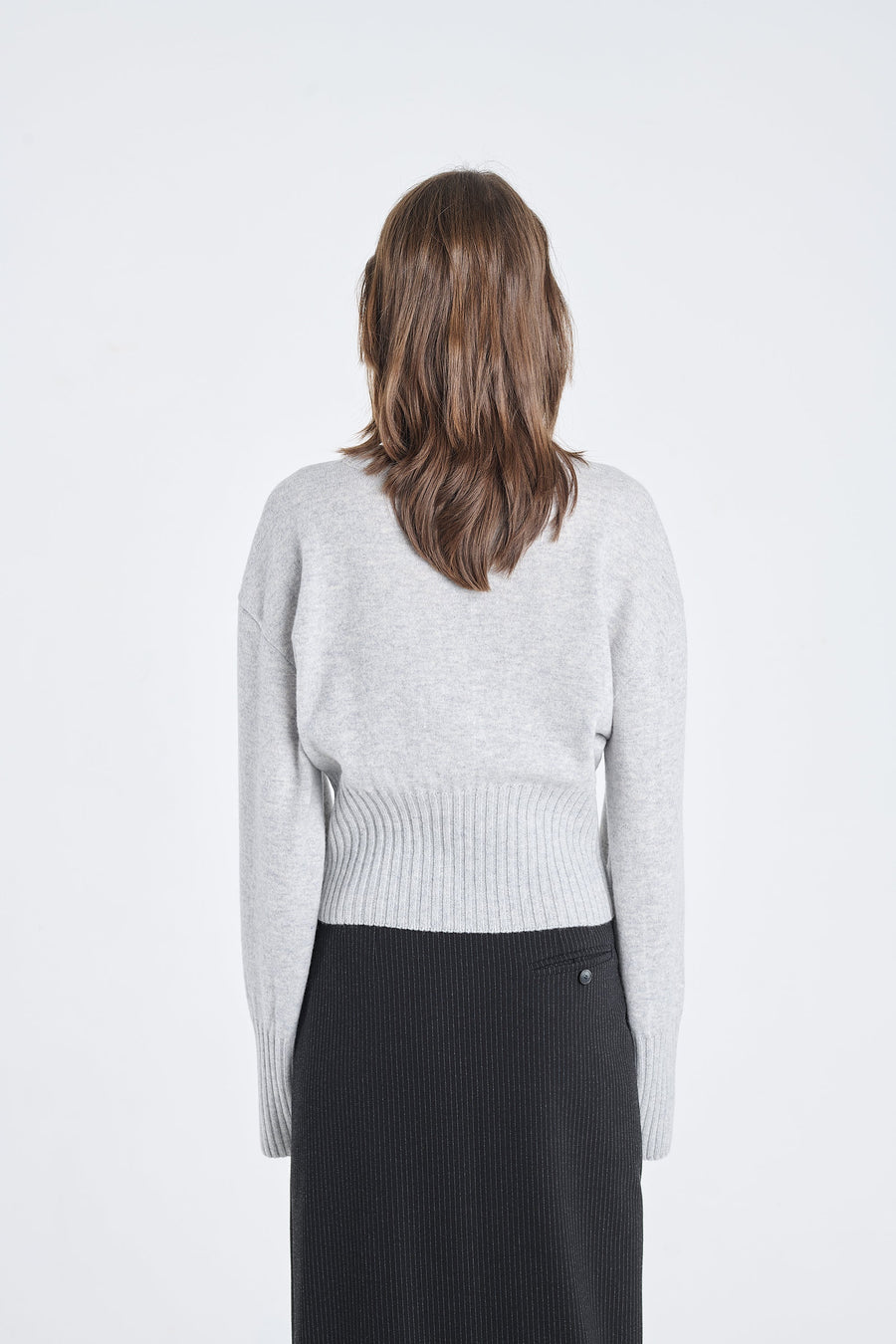 Grey dawn cashmere cropped crewneck