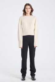 Pearl cashmere cropped crewneck