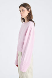 Pink cashmere cropped crewneck