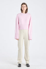 Pink cashmere cropped crewneck