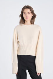 Pearl cashmere cropped crewneck