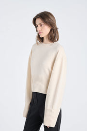 Pearl cashmere cropped crewneck