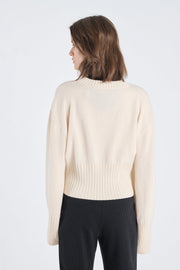 Pearl cashmere cropped crewneck