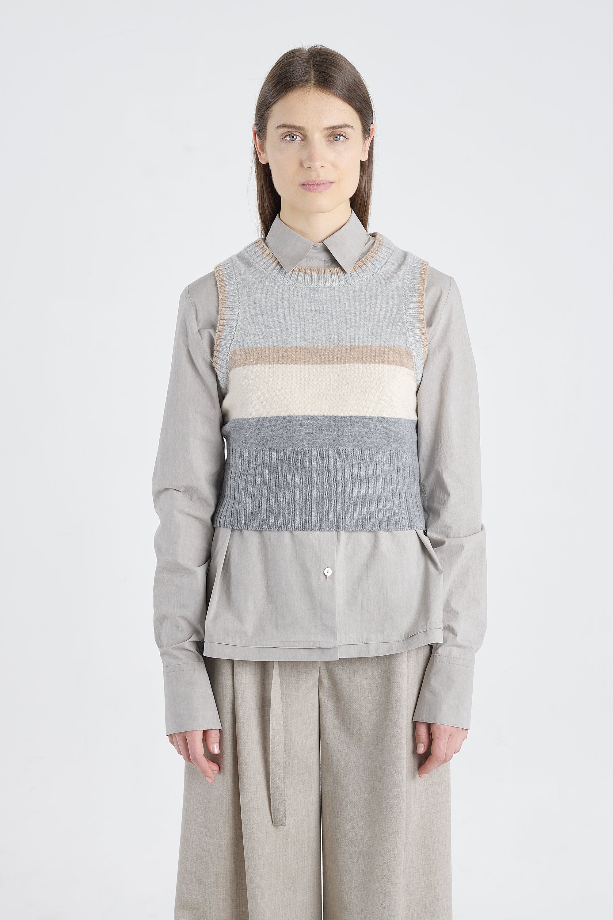 Grey with stripes cashmere vest