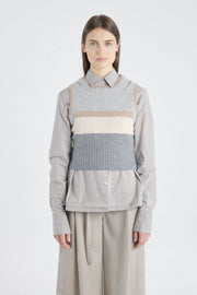 Grey with stripes cashmere vest