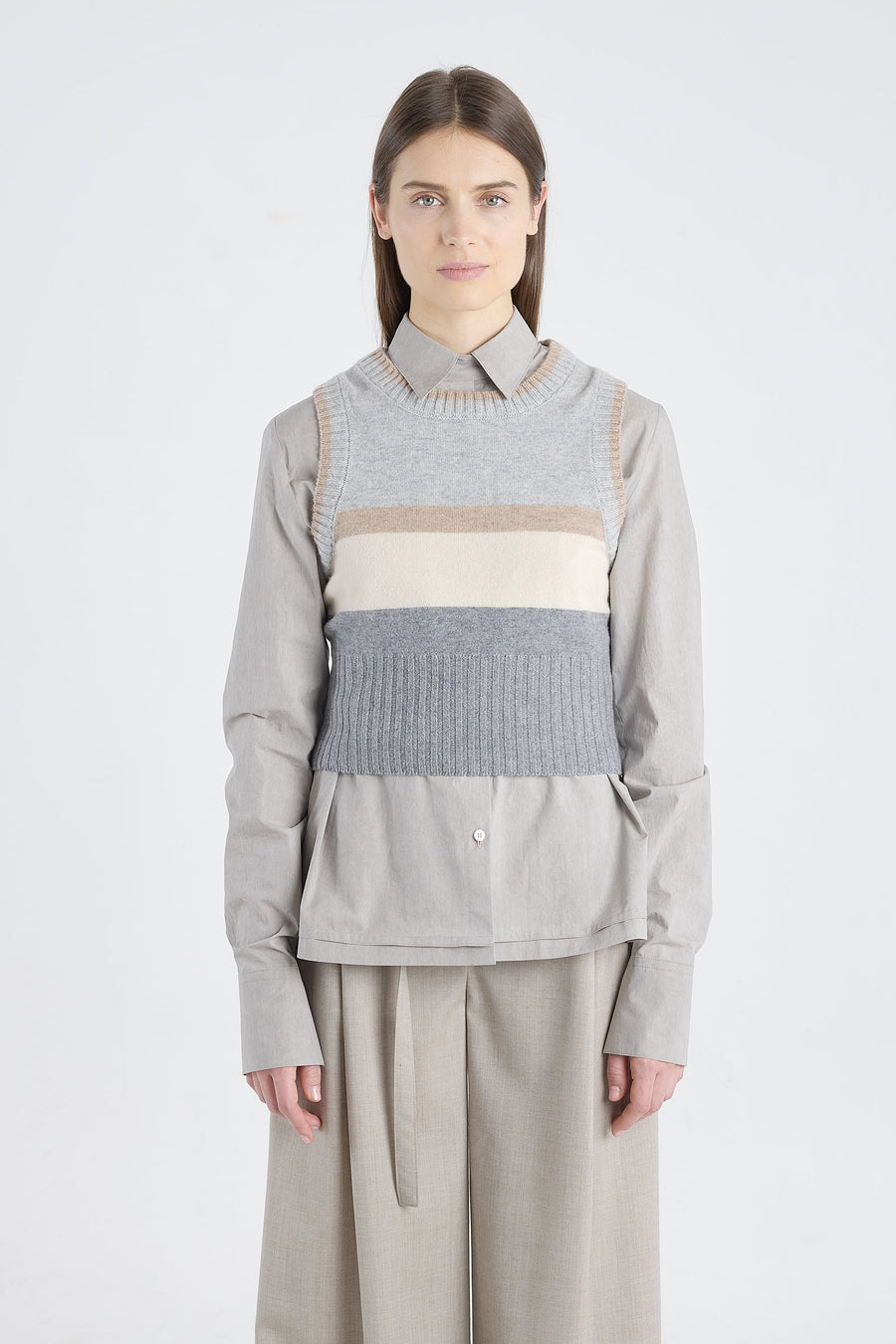 Grey with stripes cashmere vest