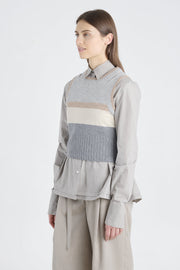 Grey with stripes cashmere vest