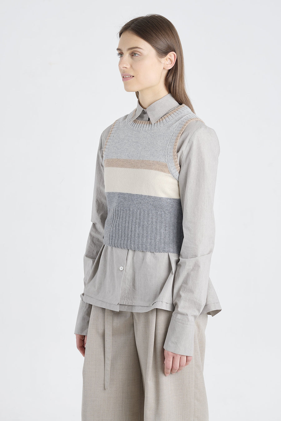 Grey with stripes cashmere vest