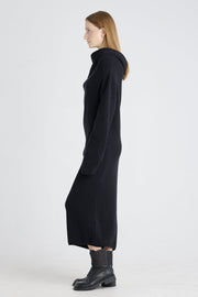 Black merino asymmetric dress