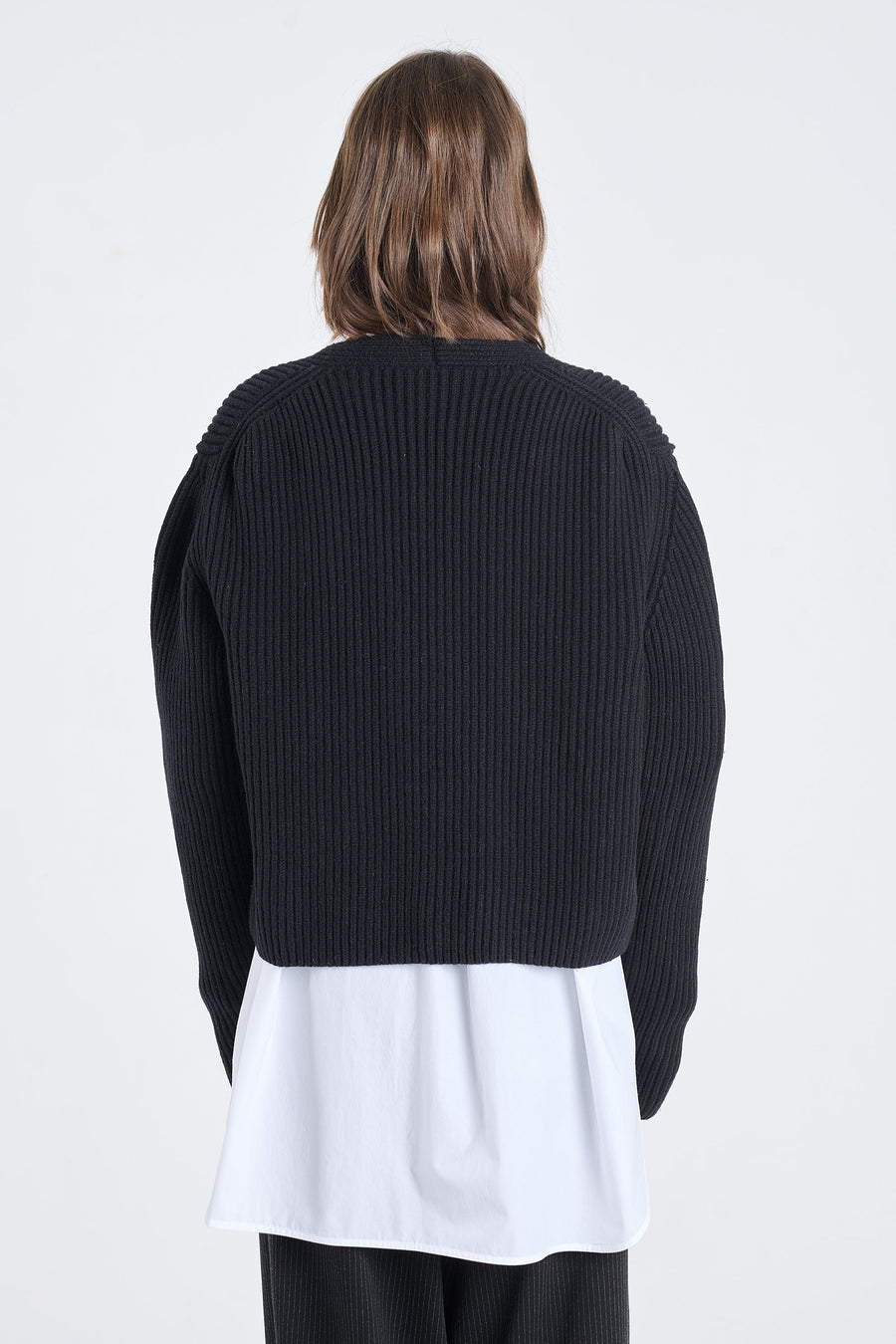Black merino wool chunky cardigan