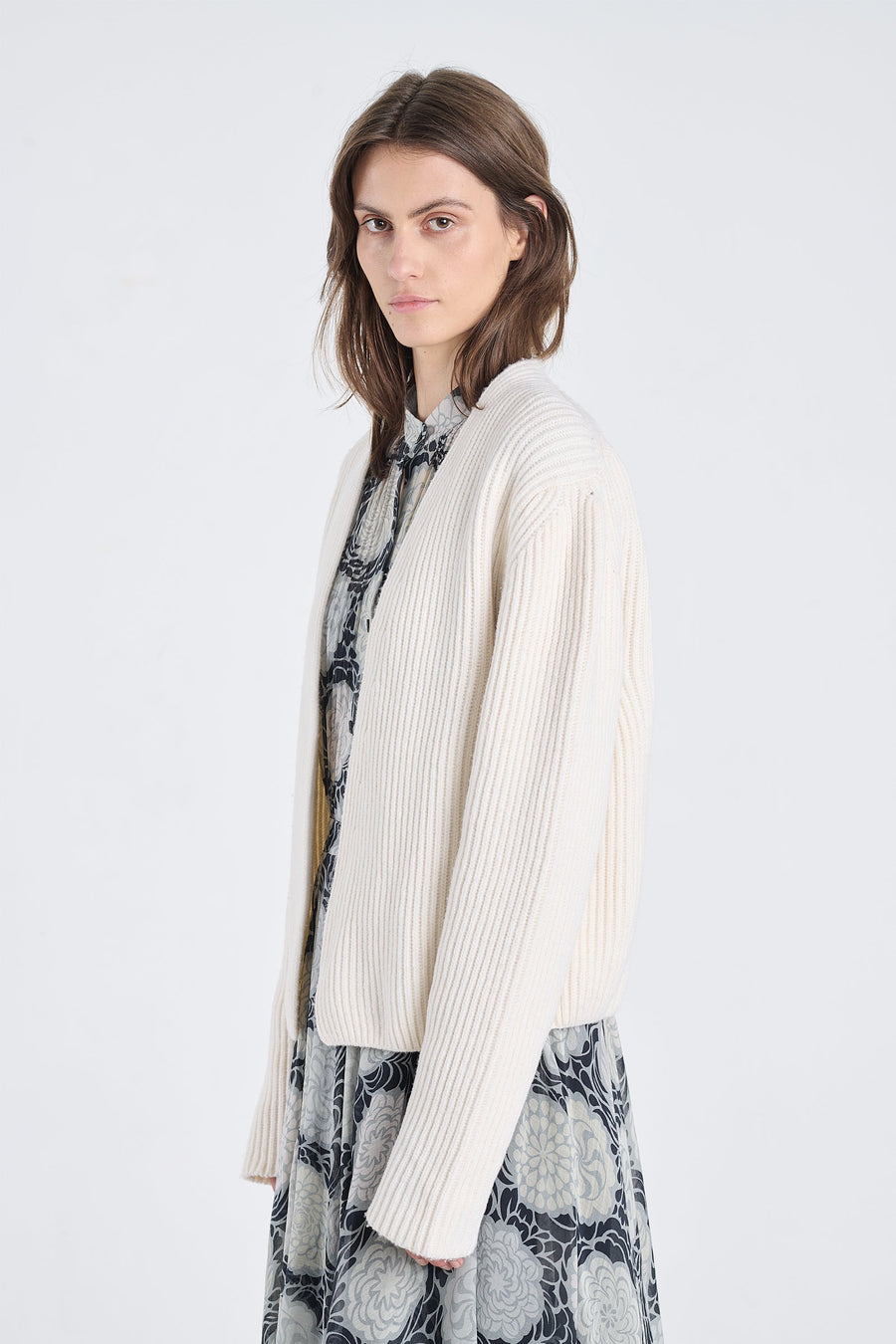 Light ivory merino wool chunky cardigan