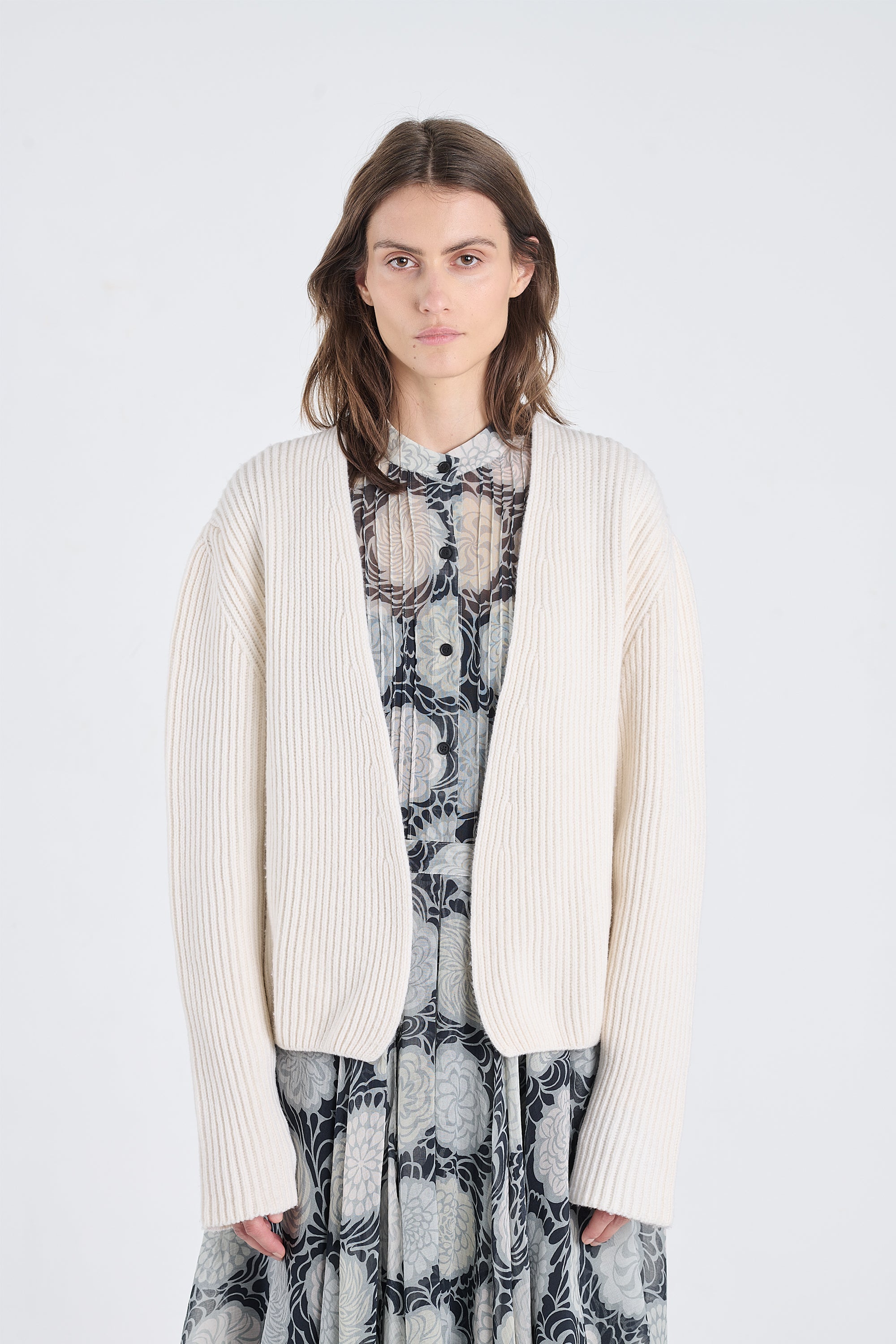 Light ivory merino wool chunky cardigan
