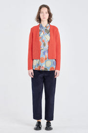 Luminious red merino wool chunky cardigan