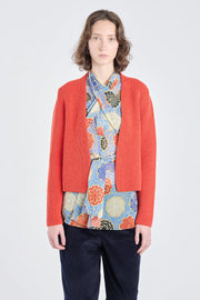 Luminious red merino wool chunky cardigan