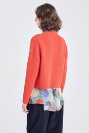 Luminious red merino wool chunky cardigan