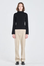 Black merino wool chunky pullover