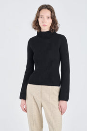 Black merino wool chunky pullover