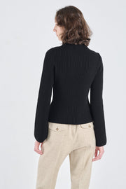 Black merino wool chunky pullover