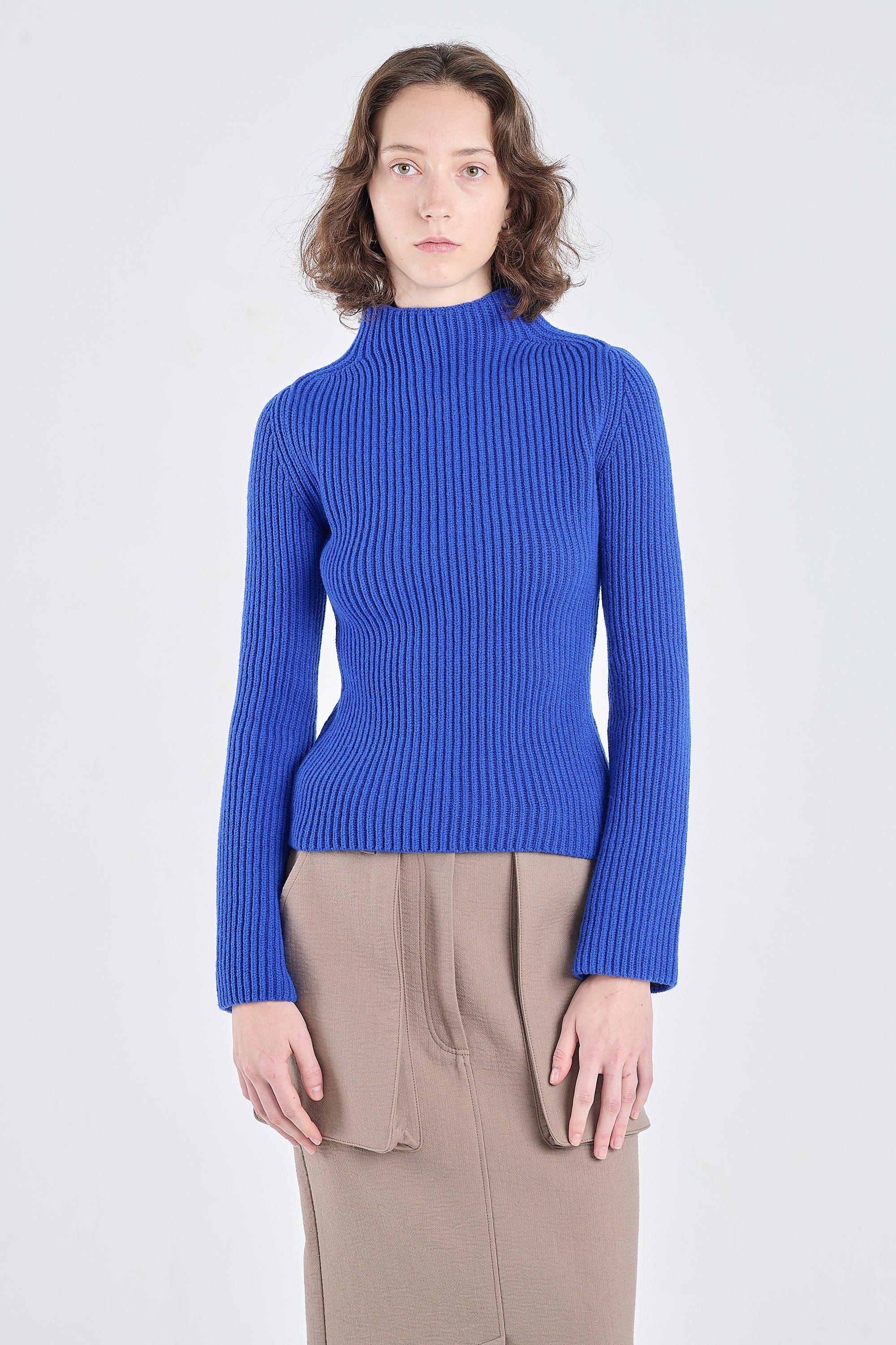 Cobalt blue merino wool chunky pullover