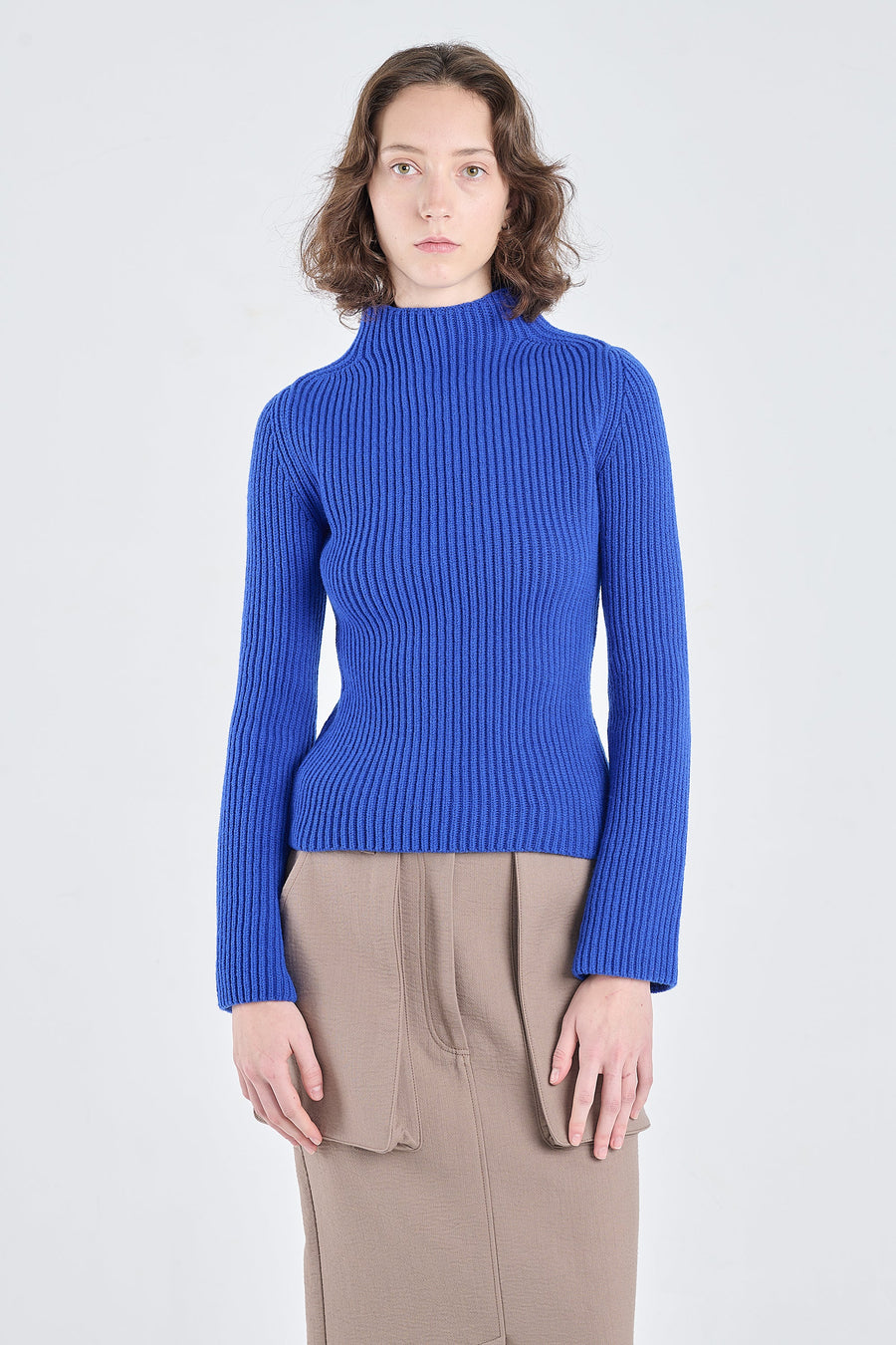 Cobalt blue merino wool chunky pullover