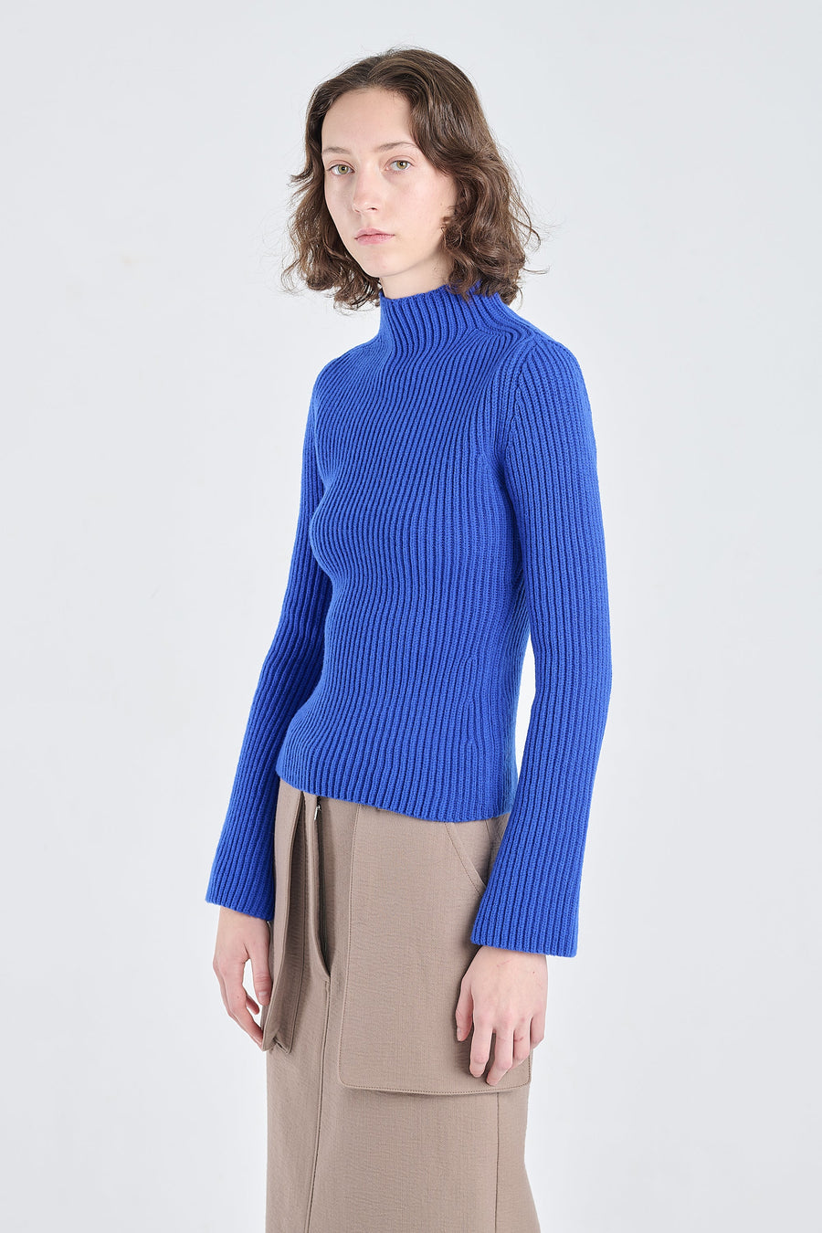 Cobalt blue merino wool chunky pullover