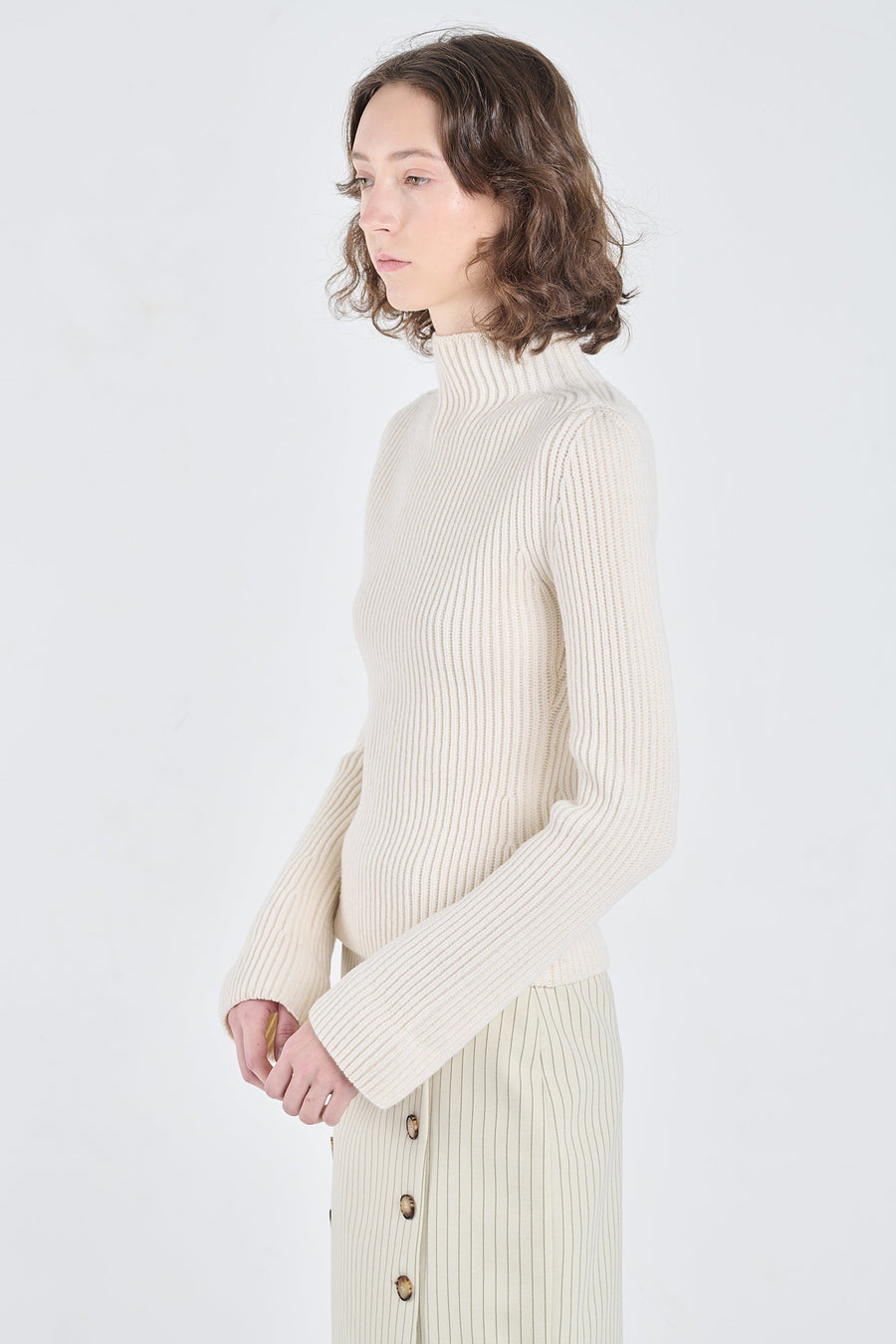 Light ivory merino wool chunky pullover