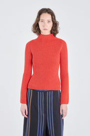 Luminious red merino wool chunky pullover