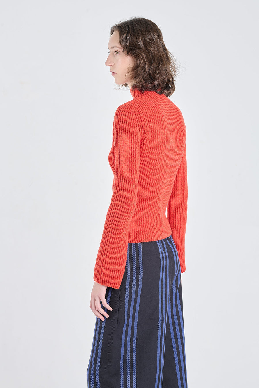 Luminious red merino wool chunky pullover